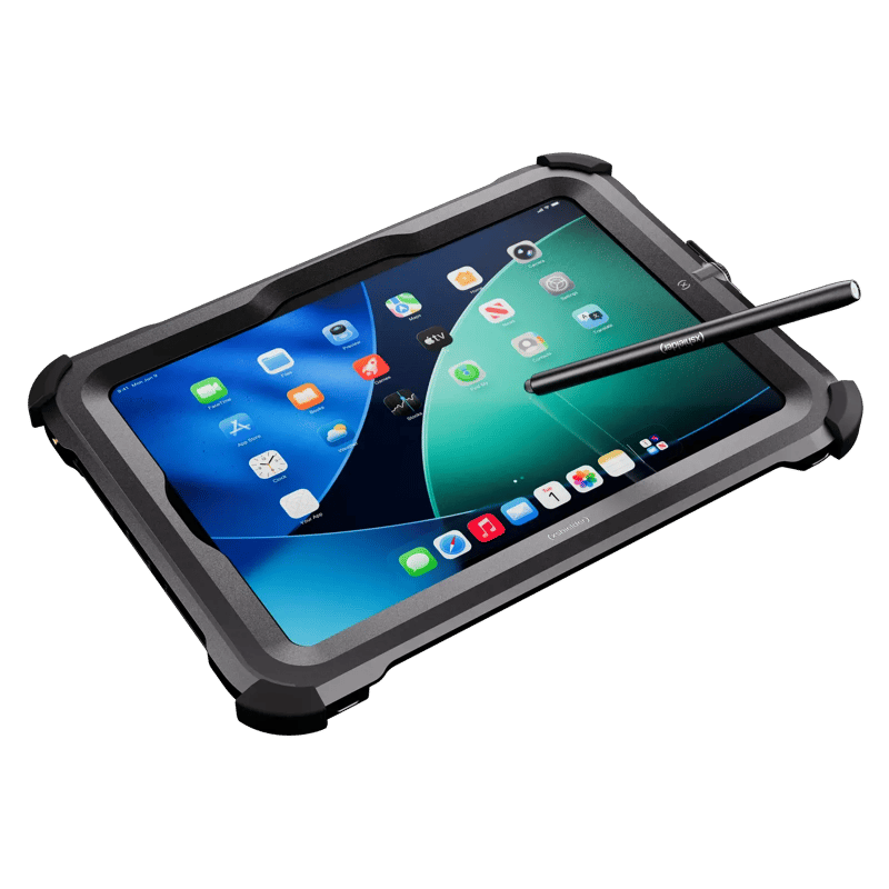 Render of the Xshielder explosion-proof cover for the iPad Pro 11 inch on a light background