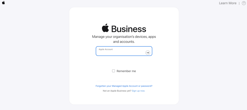 Screenshot from business.apple.com