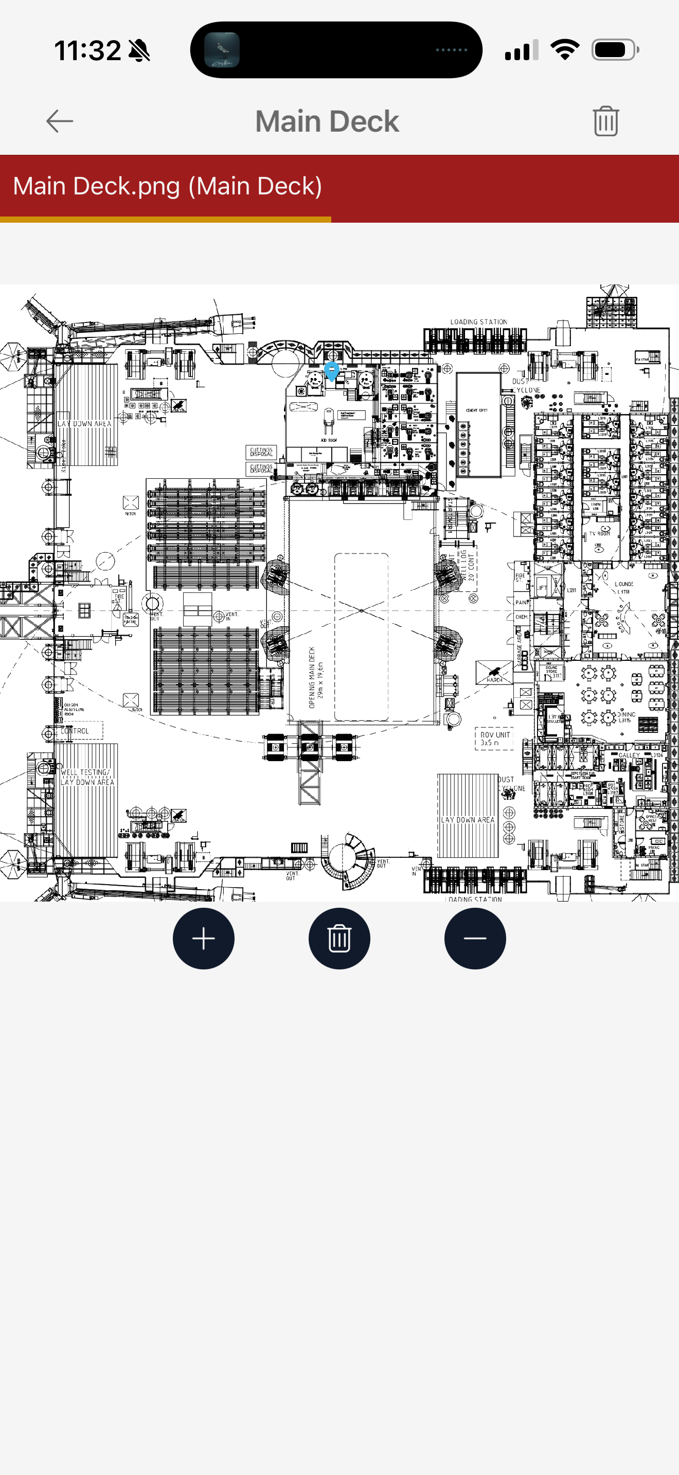 Inspectio on iPhone: equipment located on the deck drawing